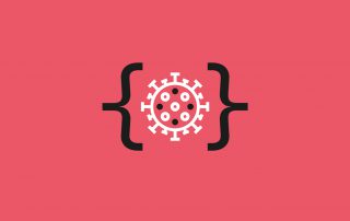 logo do movimento tech4covid que simboliza a ilustração do vírus entre chavetas