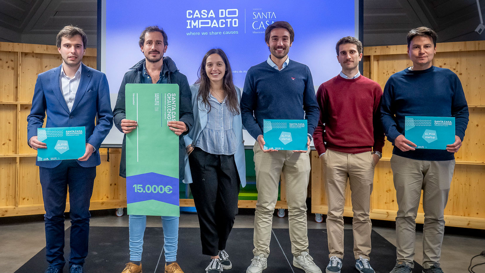 Representantes das 3 startups vencedoras da 7ª edição do Santa Casa Challenge