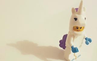 lego figure dresses as unicorn